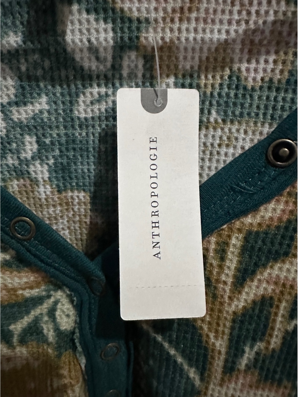 Anthropologie Pilcro Floral Waffle Knit Henley Top NWT Size Large - Picture 6 of 9